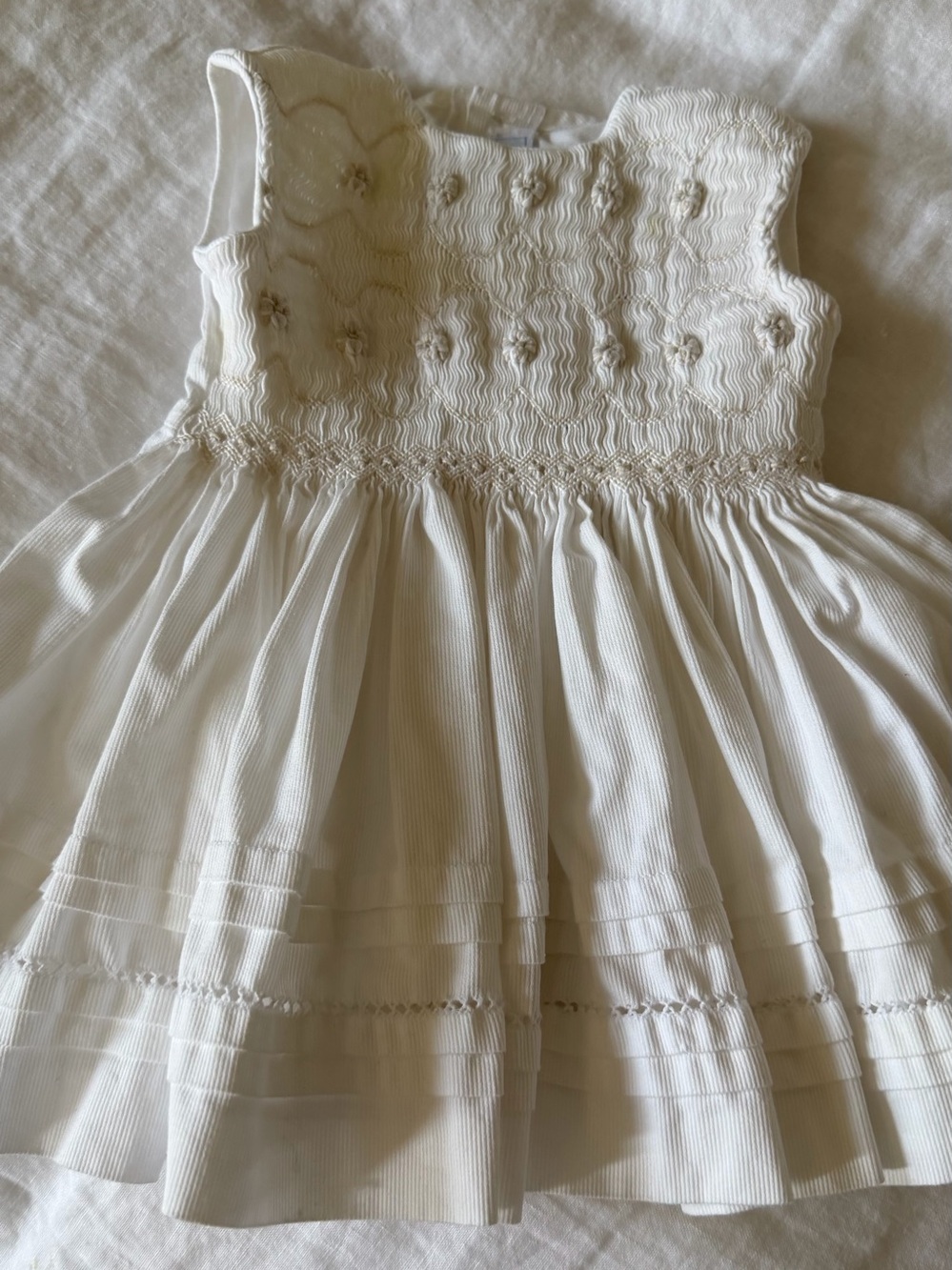 Tartine et Chocolat white Smocked Sleeveless girls dress